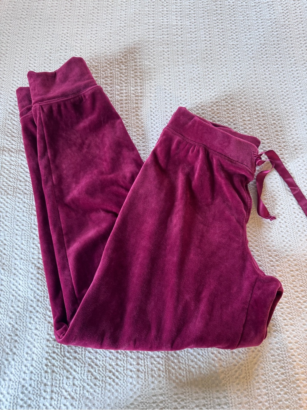 Pajamagram Velour Lounge Jogger Pajama Pants - Deep Wine size small